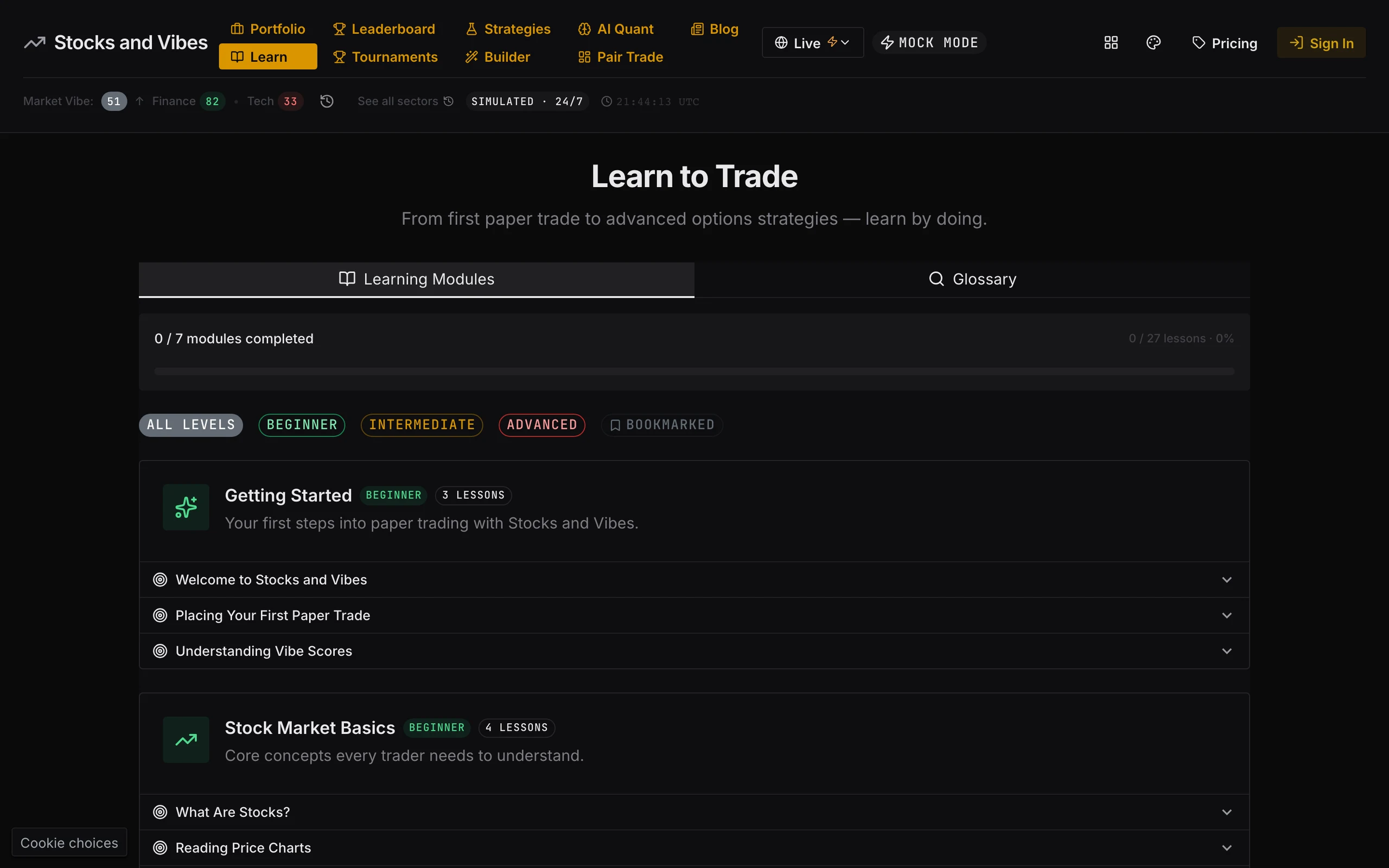 Learn to Trade modules